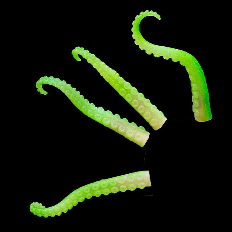 Archie McPhee Set of Five Green Rubber Glow in The Dark Finger Tentacle Puppets - Image 3